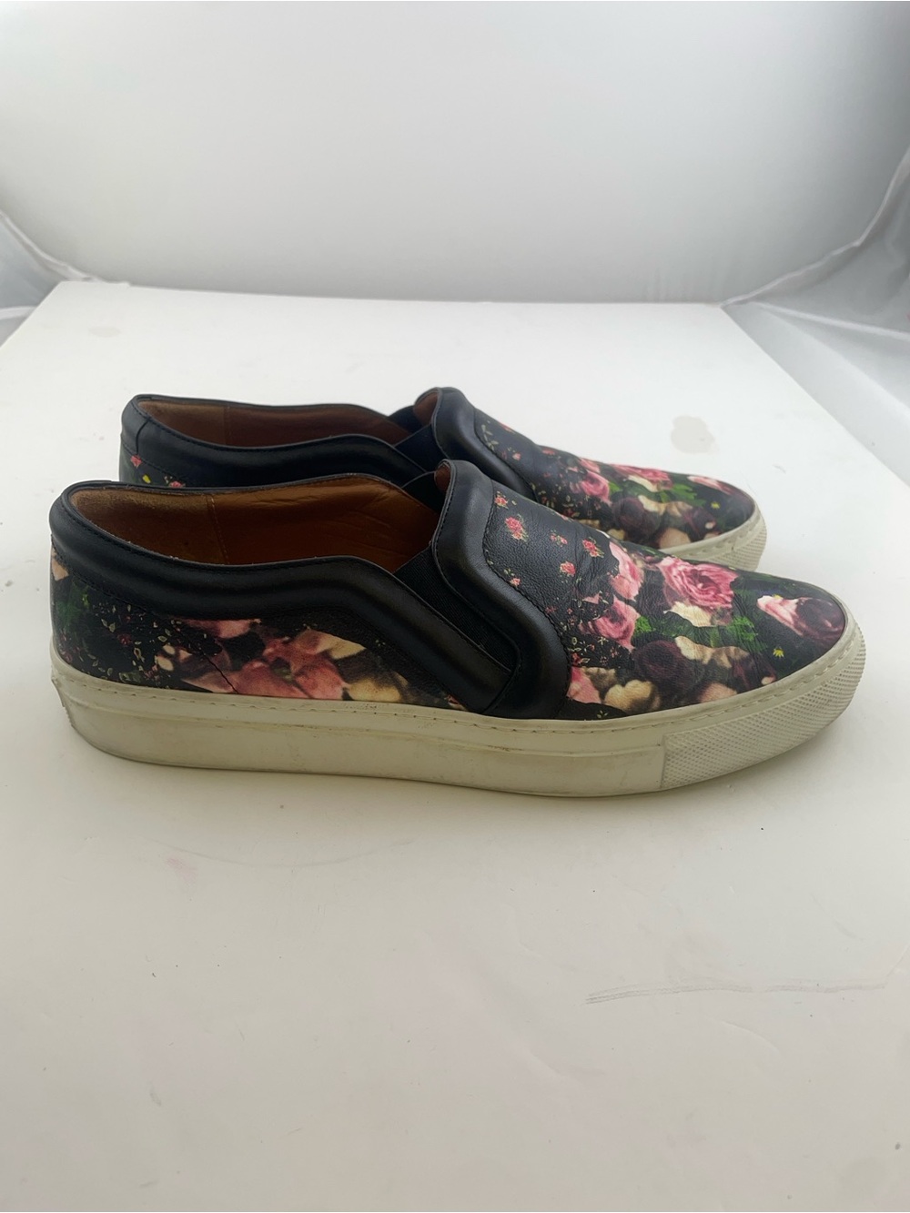 Givenchy Black Floral Leather Slip-On Sneakers - Picture 3 of 5